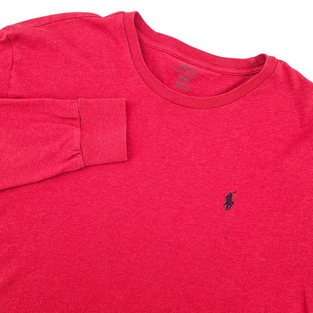 Polo Ralph Lauren Mens Long Sleeve T-Shirt Red Crewneck Pony Logo Size M